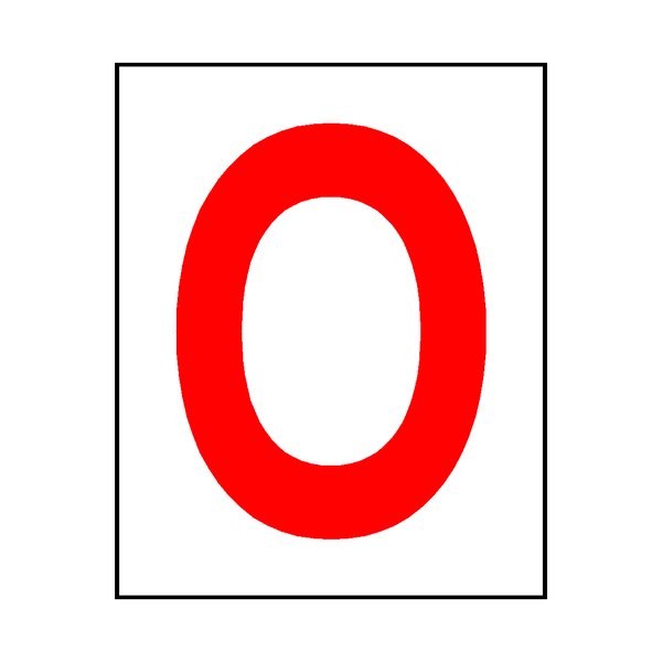 Letter O Sticker Red | Safety-Label.co.uk