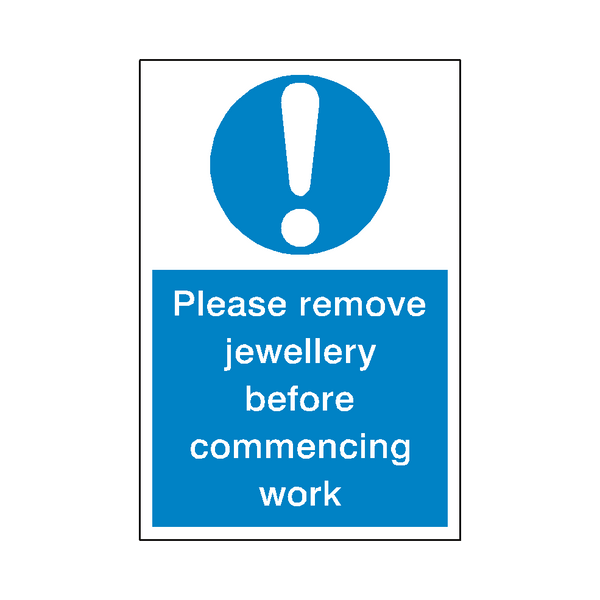 Remove Jewellery Sticker | Safety-Label.co.uk