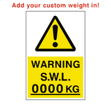 Safe Working Load Sticker Kg Custom Weight | Safety-Label.co.uk
