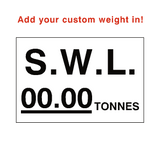 S.W.L Sticker Tonnes White Custom Weight | Safety-Label.co.uk