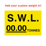 S.W.L Sticker Tonnes Yellow Custom Weight | Safety-Label.co.uk