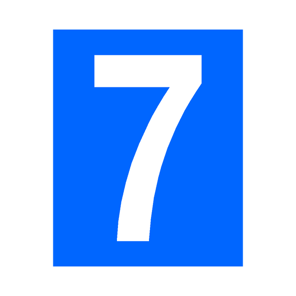 Blue Number 7 Sticker | Safety-Label.co.uk