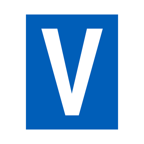 Blue Letter V Sticker | Safety-Label.co.uk
