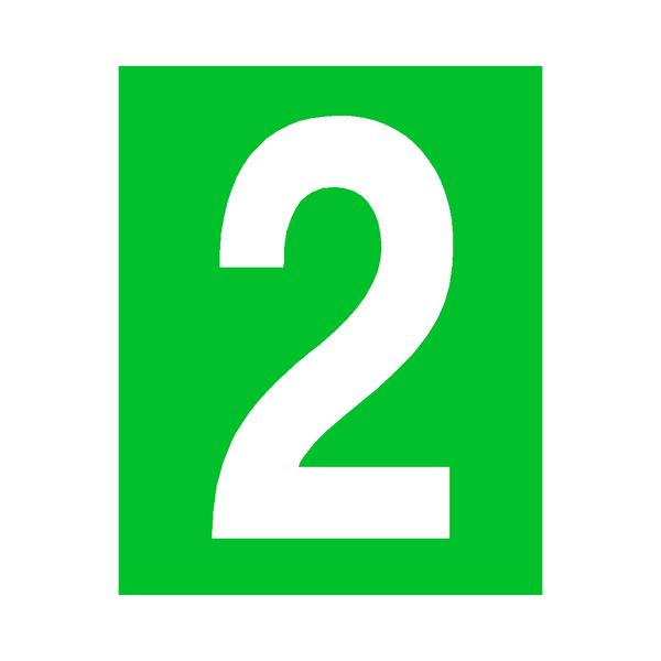Green Number 2 Sticker | Safety-Label.co.uk