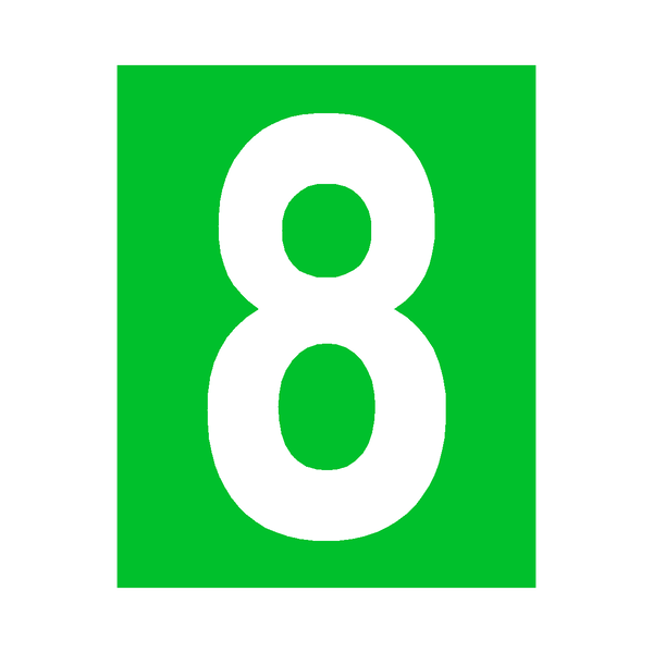 Green Number 8 Sticker | Safety-Label.co.uk