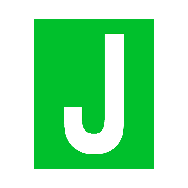 Green Letter J Sticker | Safety-Label.co.uk