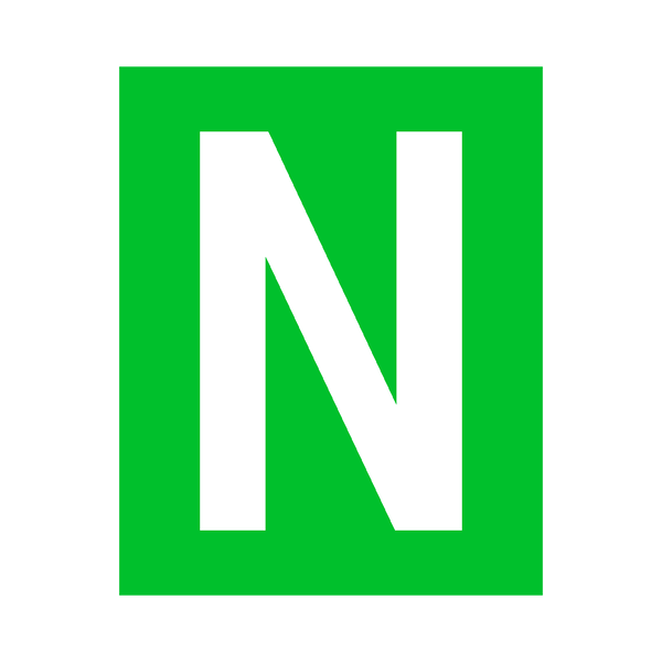 Green Letter N Sticker | Safety-Label.co.uk