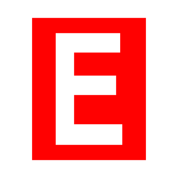 Red Letter E Sticker | Safety-Label.co.uk