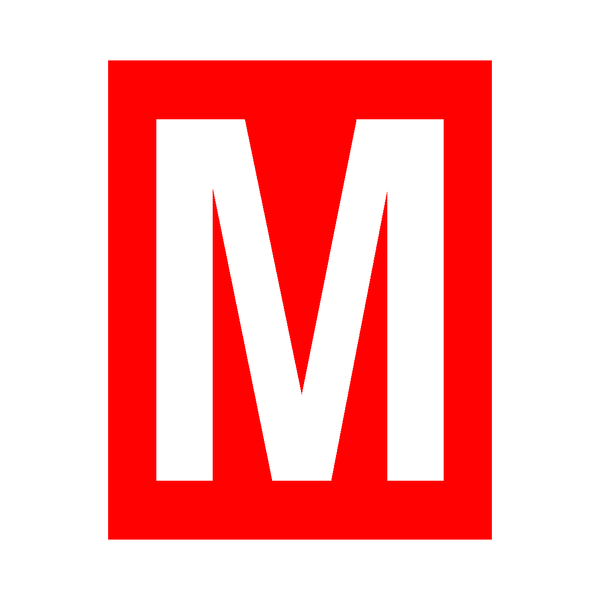 Red Letter M Sticker | Safety-Label.co.uk