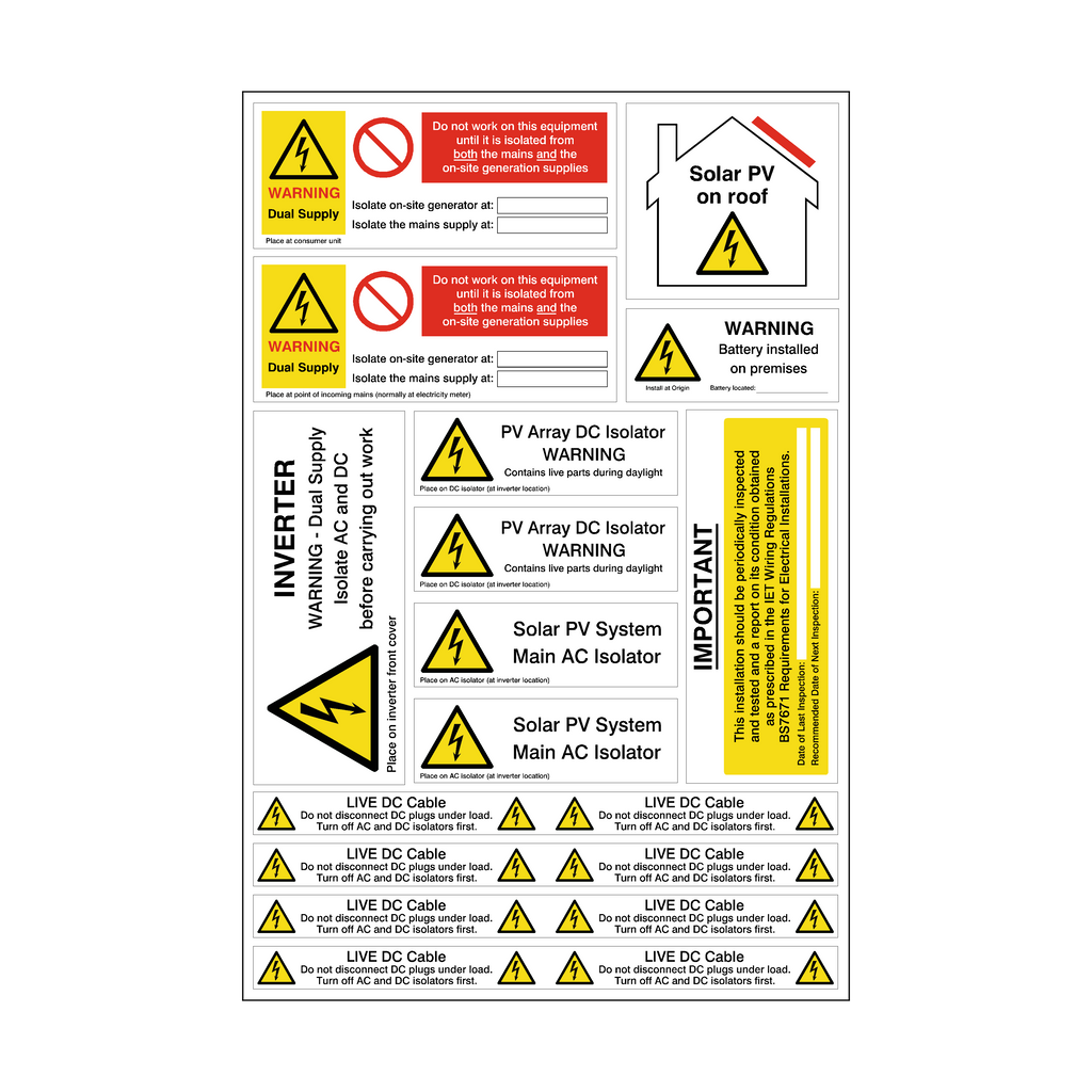 Solar PV Labels and Stickers