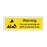 Warning You Are Entering An ESD Protected Area Safety Sign | Safety-Label.co.uk