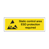 Static Control Area ESD Protection Required Safety Sign | Safety-Label.co.uk