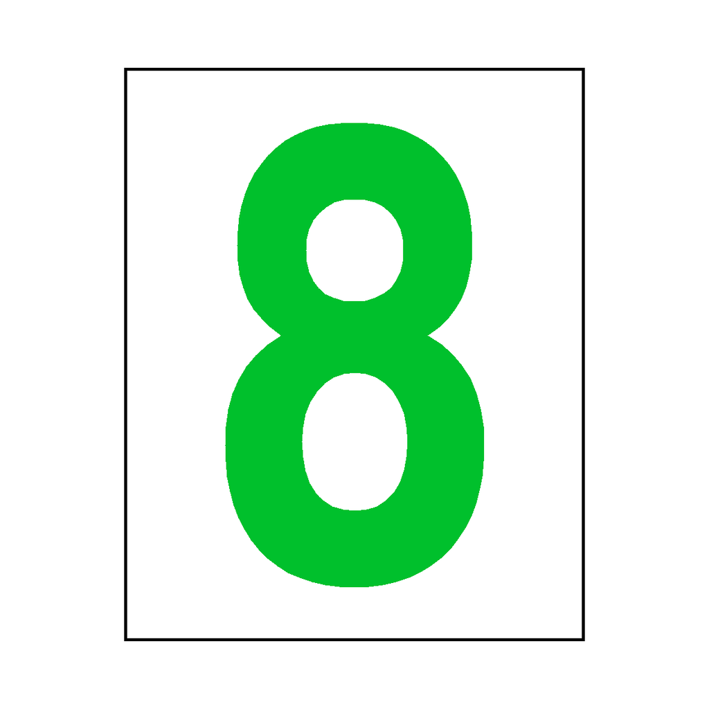 Number 8 Sign Green | Safety-Label.co.uk