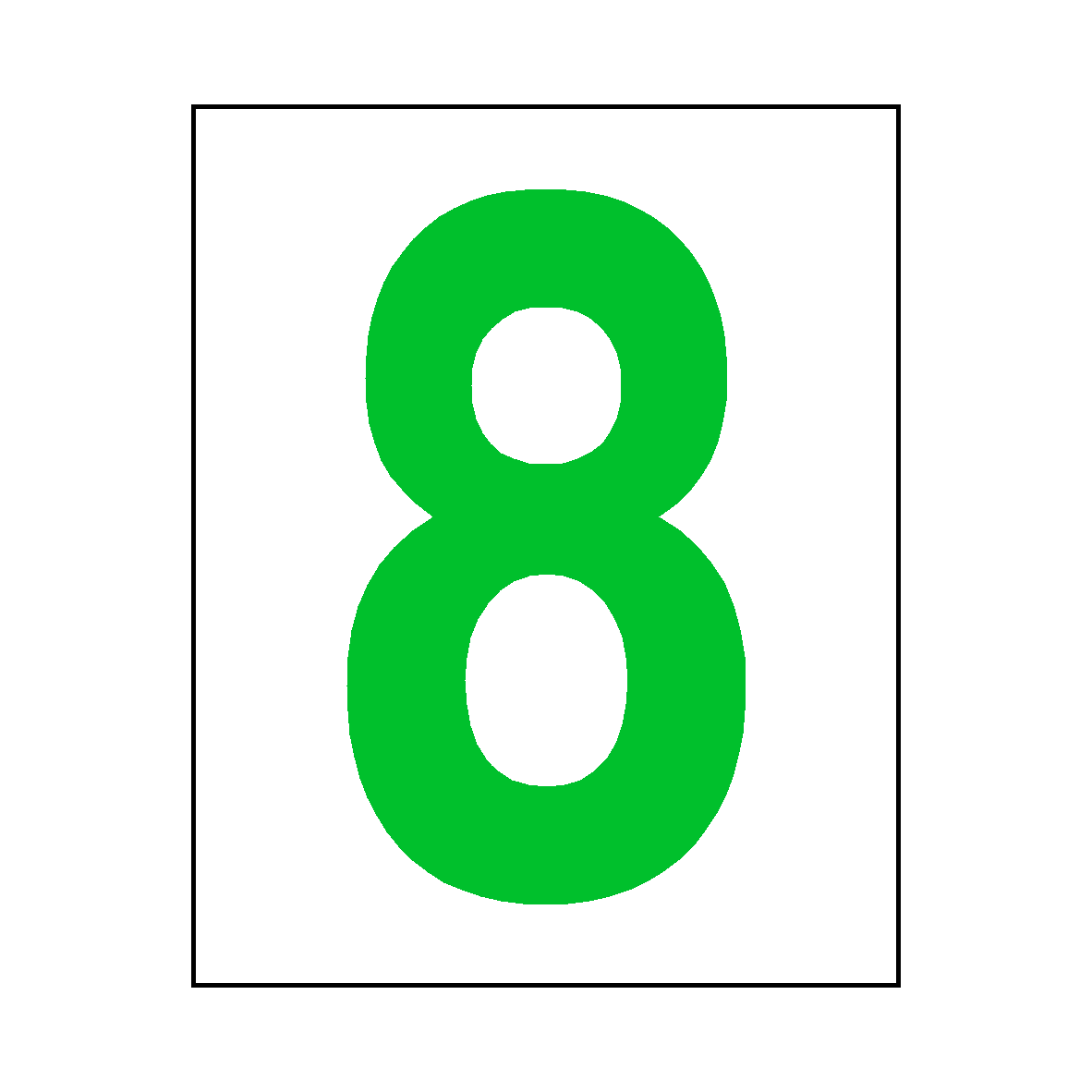 Number 8 Sign Green SafetyLabel.co.uk