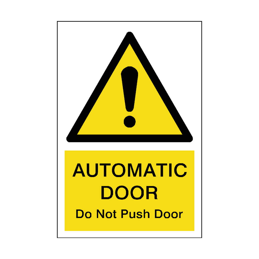 Hazard Portrait Automatic Door Do Not Push Door Sticker