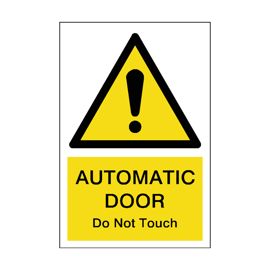 Hazard Portrait Automatic Door Do Not Touch Sticker
