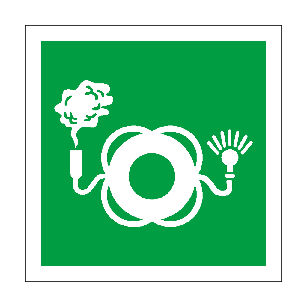 Life Buoy With Light And Smoke Symbol Sign | Safety-Label.co.uk
