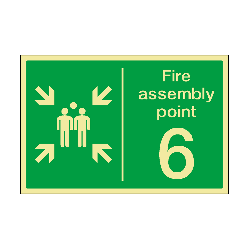 Fire Assembly Point Horizontal 6 Photoluminescent Sticker