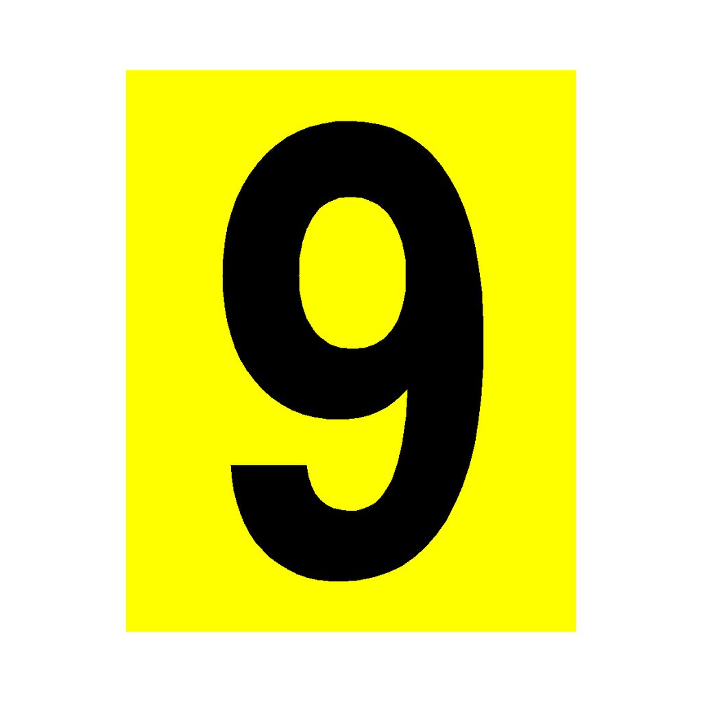 Yellow Number 9 Sign | Safety-Label.co.uk
