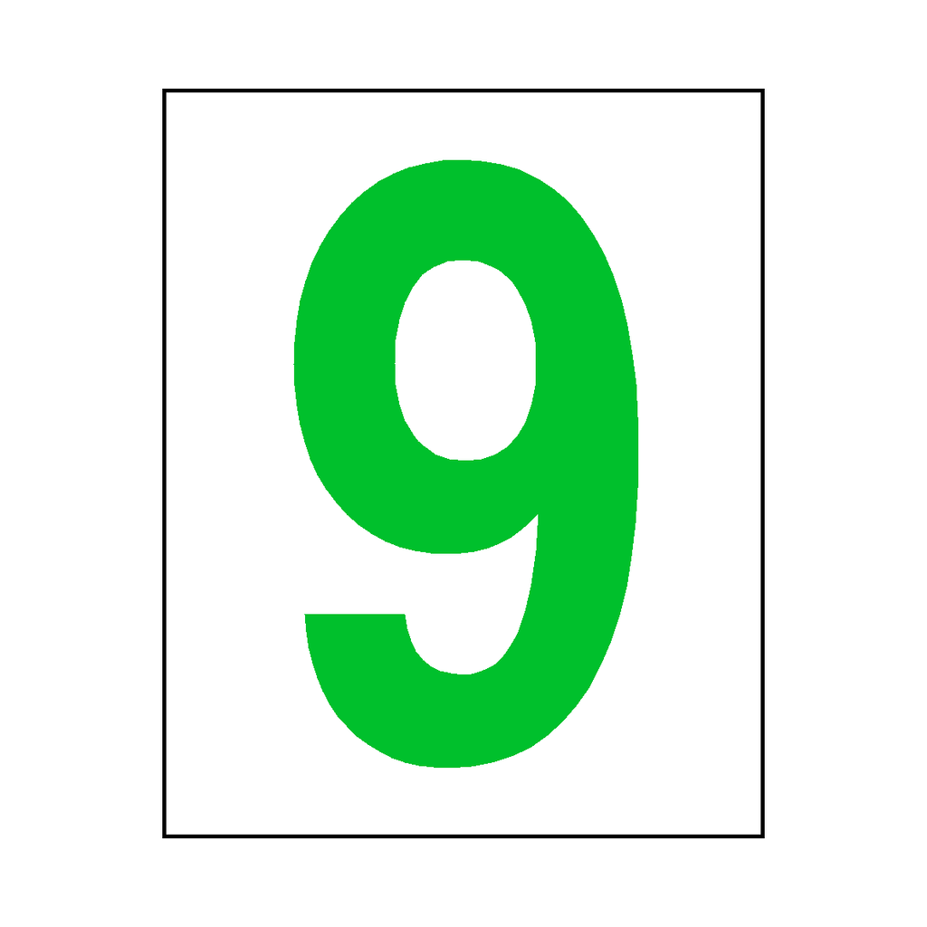 Number 9 Sign Green | Safety-Label.co.uk