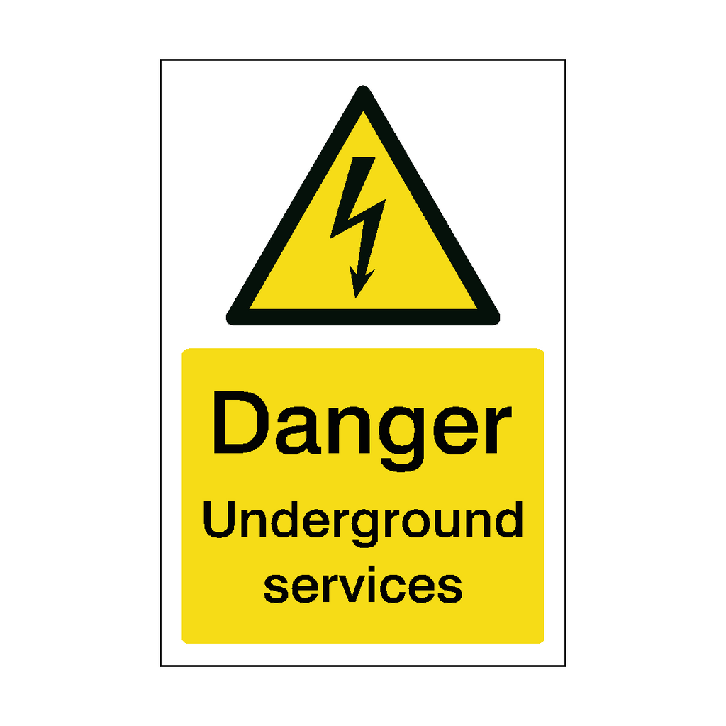 Underground Work Sticker Danger Underground Services Sticker | Safety-Label.co.uk