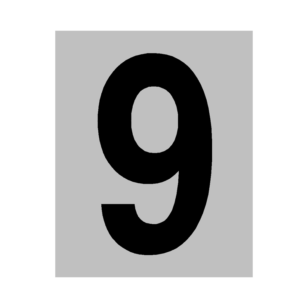 Silver Number 9 Sign | Safety-Label.co.uk