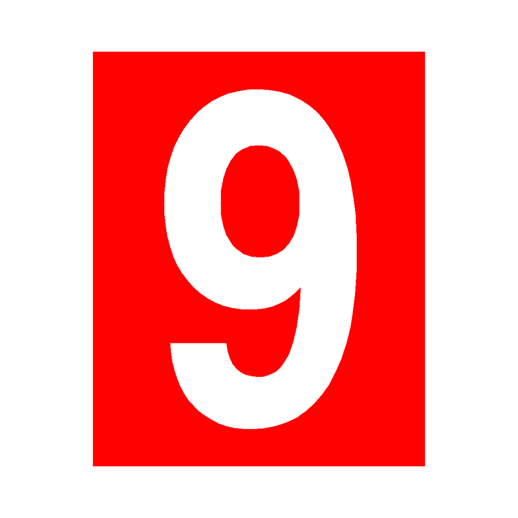 Red Number 9 Sign | Safety-Label.co.uk