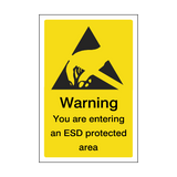 Warning You Are Entering An ESD Protected Area Safety Sign | Safety-Label.co.uk