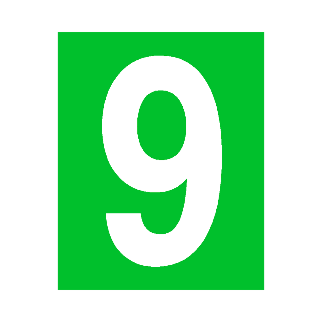 Green Number 9 Sign | Safety-Label.co.uk