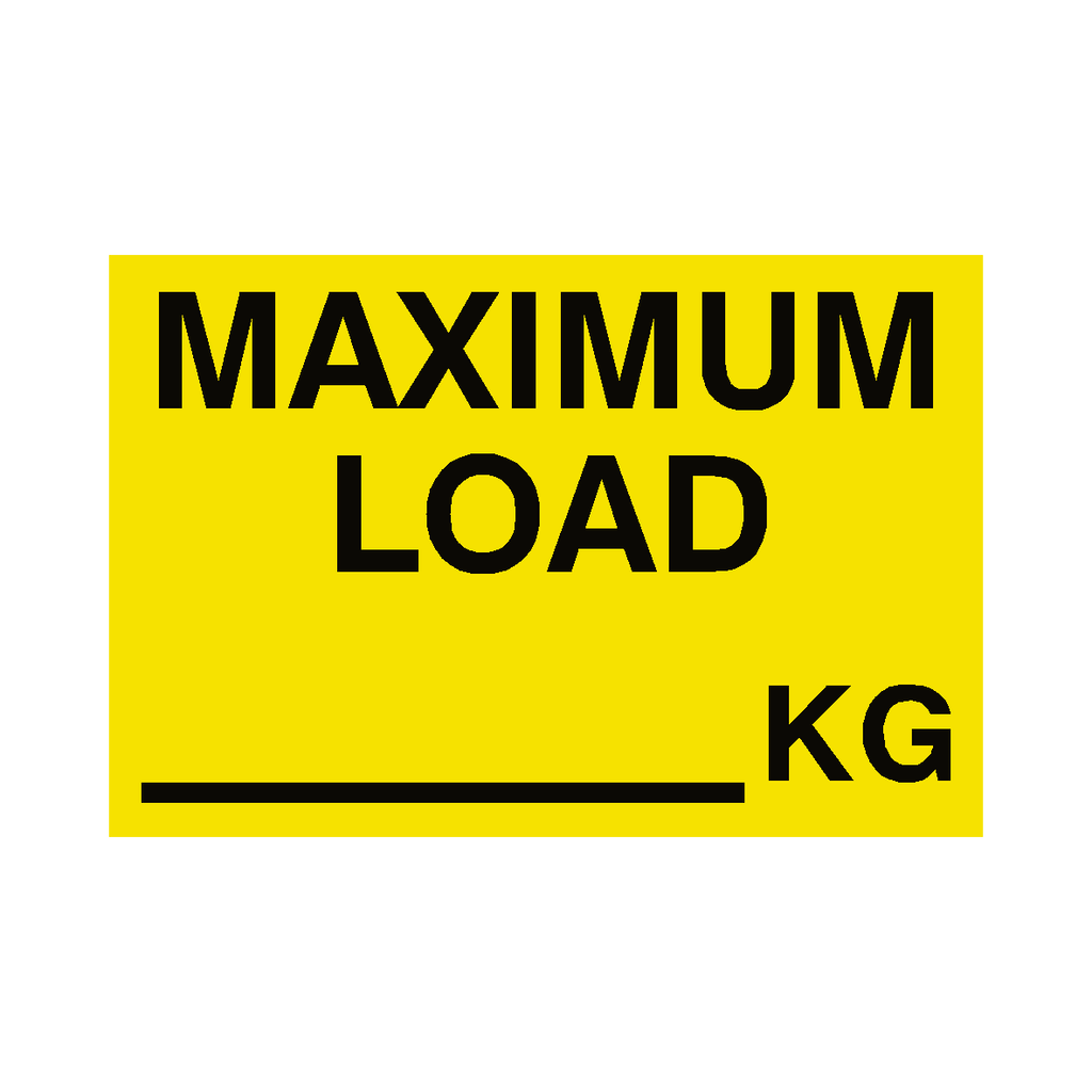 Maximize Load Size Maximum Load Sign KG Yellow