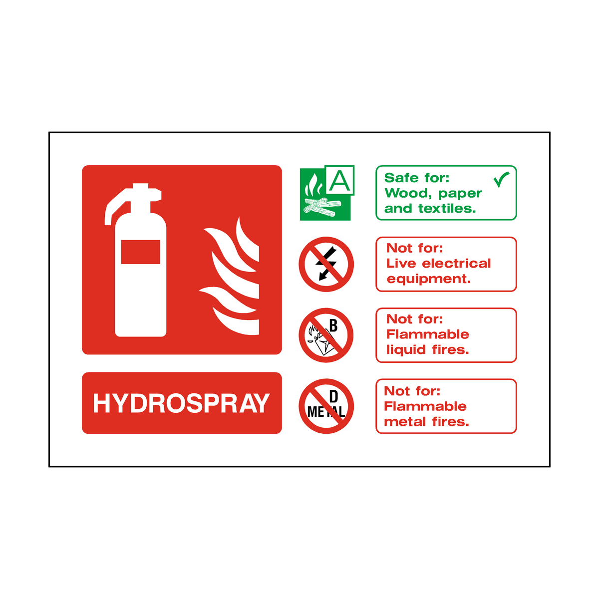Hydrospray Extinguisher Sign
