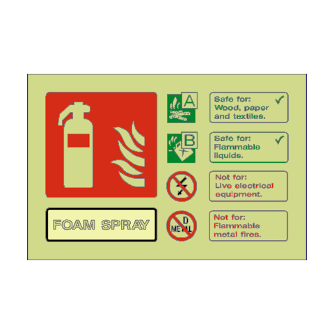 Foam Spray Extinguisher Photoluminescent Sign | Safety-Label.co.uk