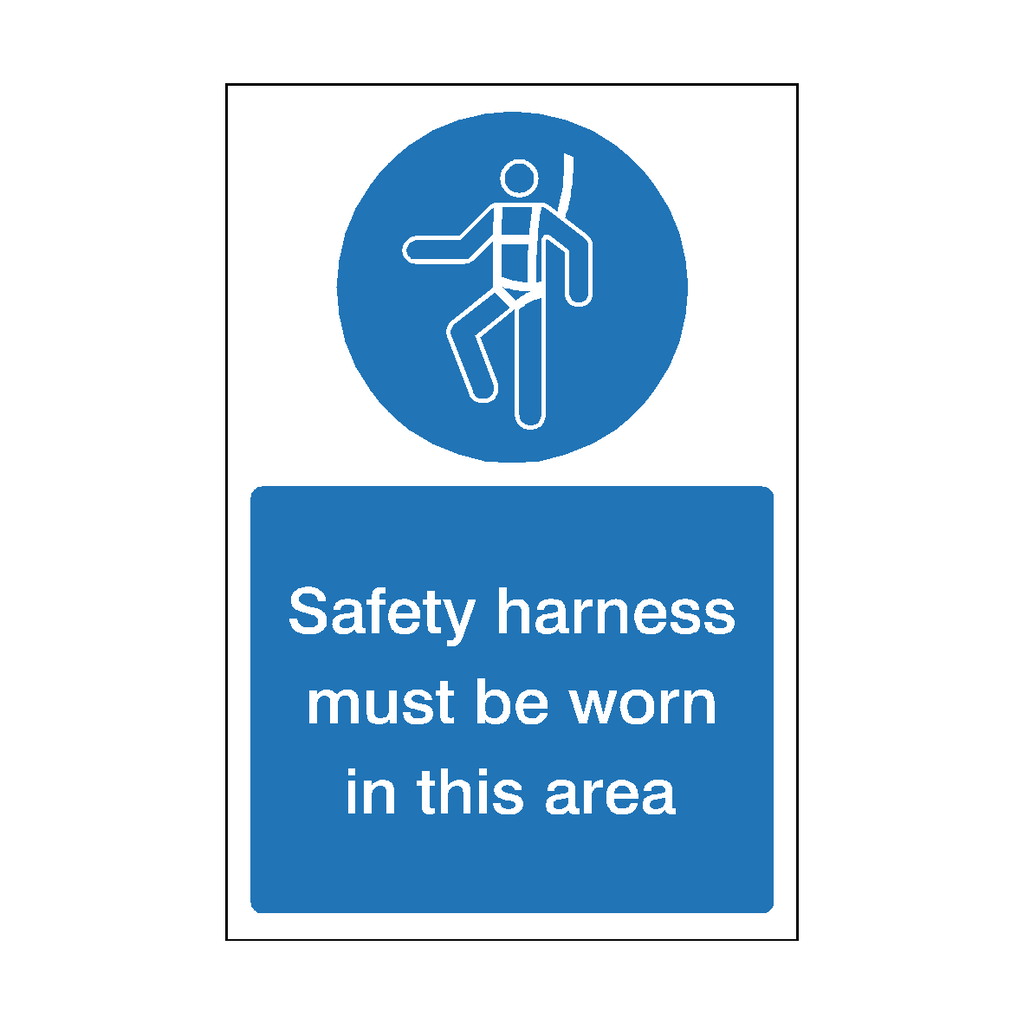 Safety Harness Must Be Worn In This Area Mandatory Sign | Safety-Label ...