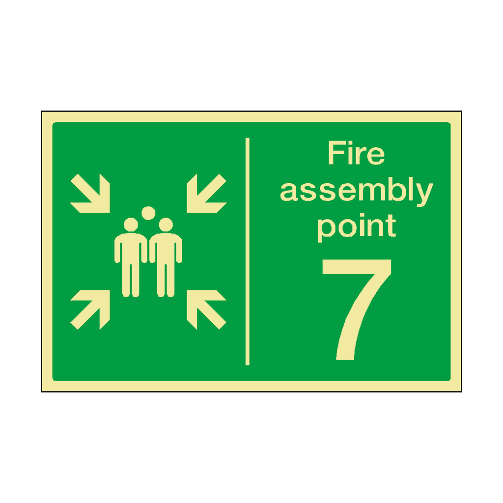 Fire Assembly Point Horizontal 7 Photoluminescent Sticker
