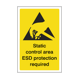 Static Control Area ESD Protection Required Safety Sign | Safety-Label.co.uk