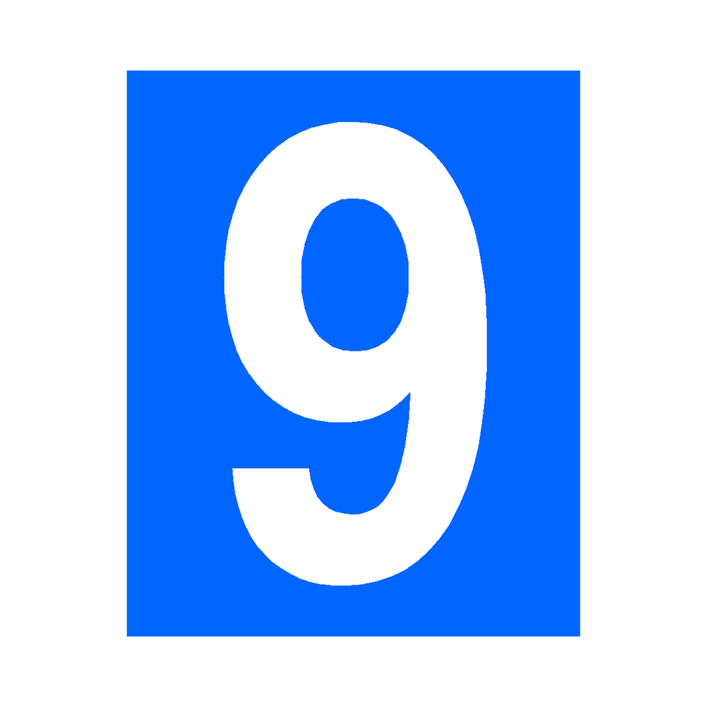 Blue Number 9 Sign | Safety-Label.co.uk