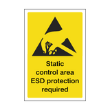 Static Control Area ESD Protection Required Sticker | Safety-Label.co.uk