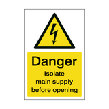 Isolate Main Supply Sticker | Safety-Label.co.uk