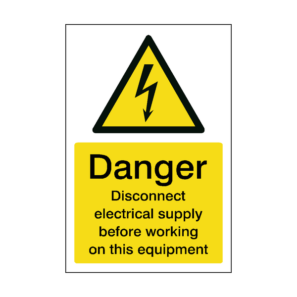 Danger Disconnect Electrical Supply Before Working On This Equipment ...