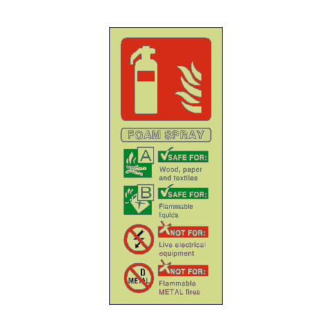 Foam Spray Fire Extinguisher Photoluminescent Sticker | Safety-Label.co.uk