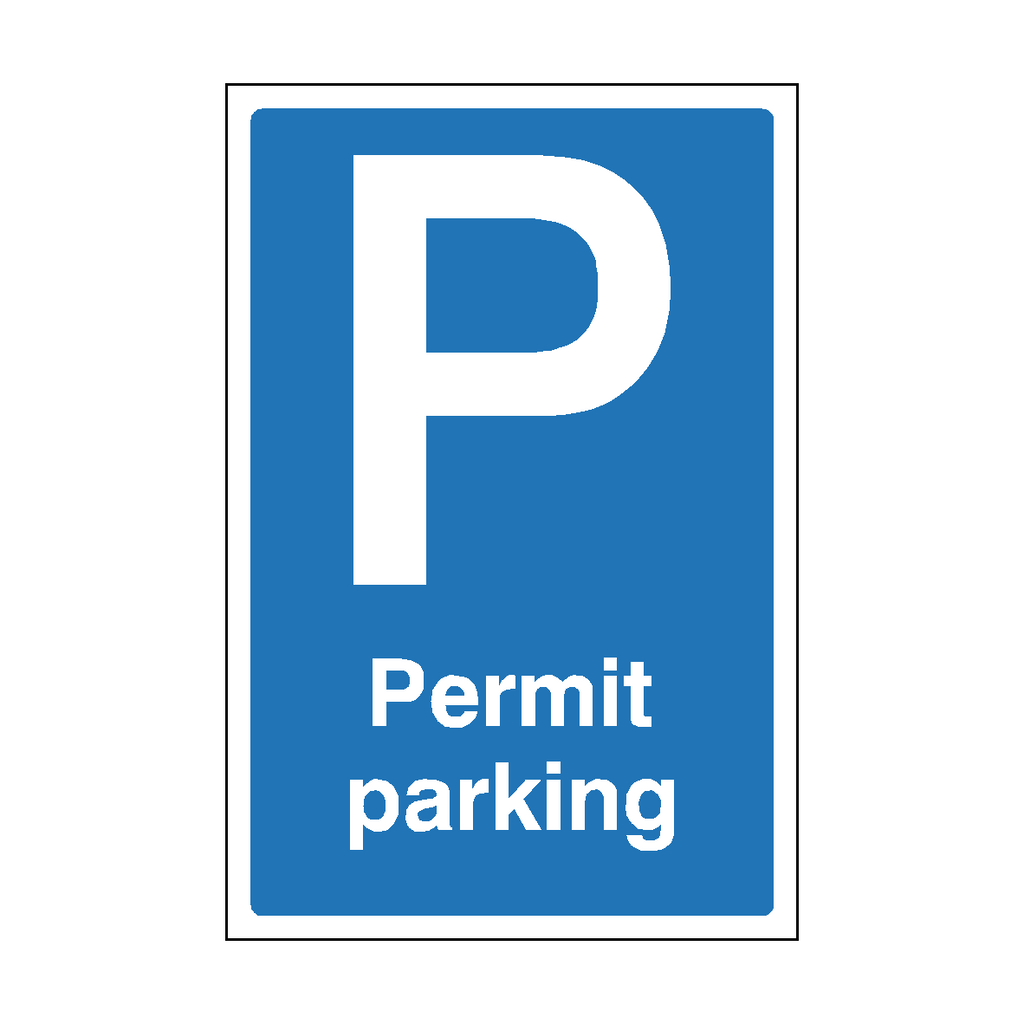 Permit Parking Sign (Blue) | Safety-Label.co.uk