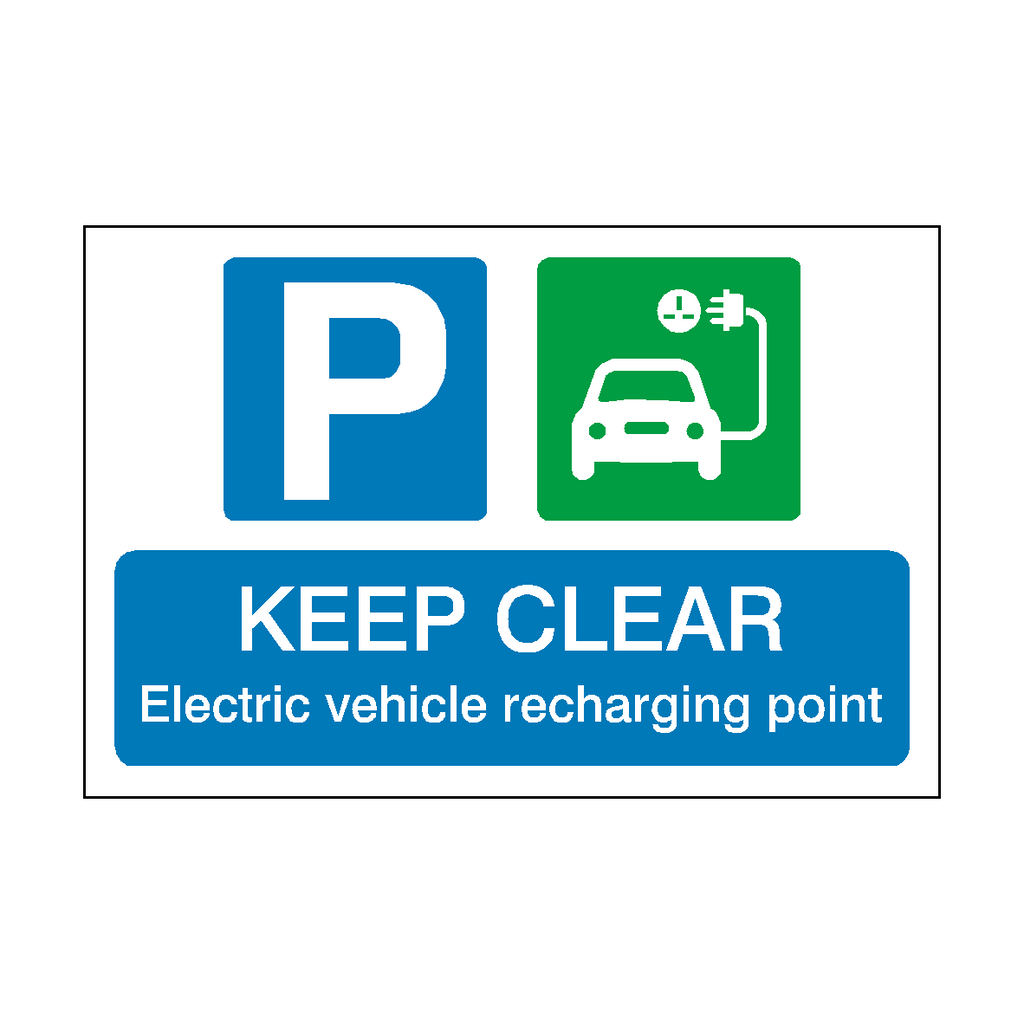 Keep Clear Electric Vehicle Recharge Point Sticker | Safety-Label.co.uk