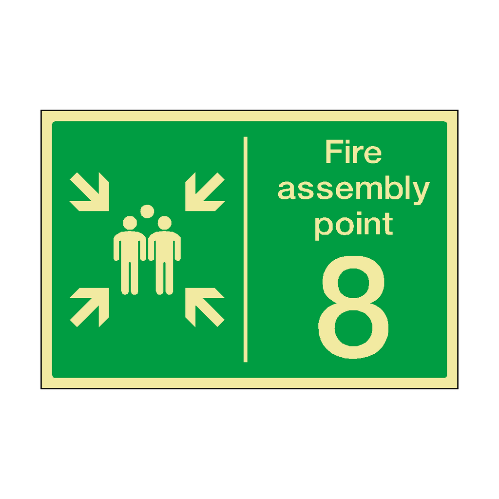 Fire Assembly Point Horizontal 8 Photoluminescent Sticker
