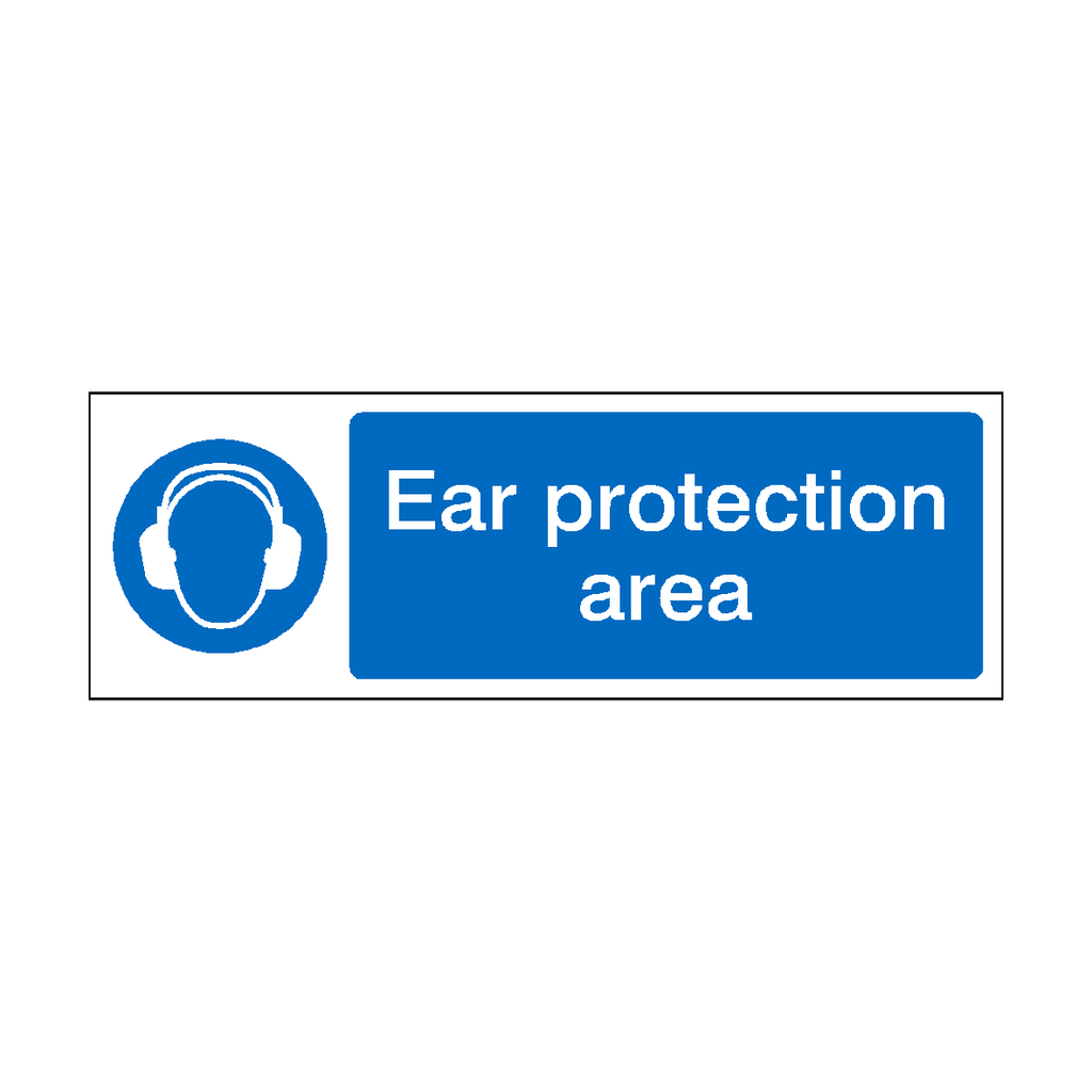 Single Ear Protection Signage Ear Protection Area Horizontal Sign
