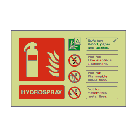 Hydrospray Extinguisher Photoluminescent Sign | Safety-Label.co.uk