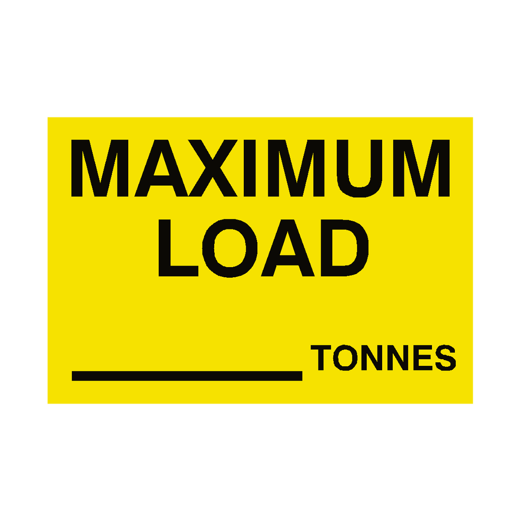 Maximum Load Sign Tonnes Yellow | Safety-Label.co.uk