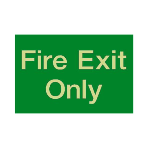 Fire Exit Only Photoluminescent Sticker | Safety-Label.co.uk