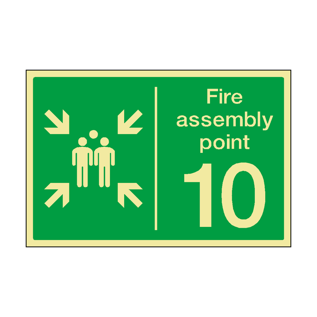 Fire Assembly Point Horizontal 10 Photoluminescent Sticker