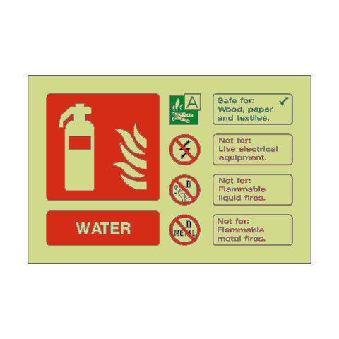 Water Extiguers Sign Water Extinguisher Photoluminescent Sign