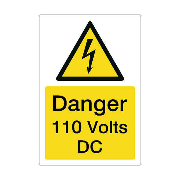 110 Volts DC Electrical Safety Sign | Safety-Label.co.uk